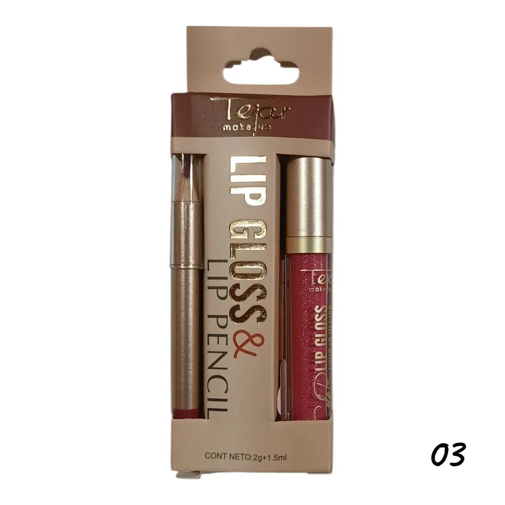 Lip Gloss Labial Matte + Delineador Labios Tejar