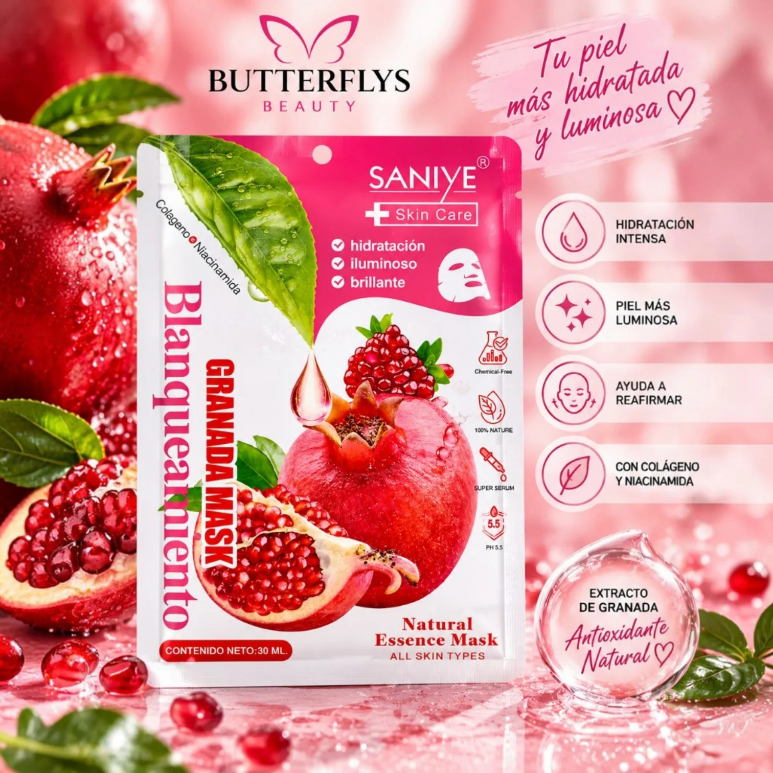 MASCARILLA FACIAL BLANQUEADORA SANIYE